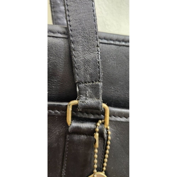 Coach Rare Vintage Black Leather Briefcase Laptop Bag Attache Tote Made In USA - Picture 14 of 16